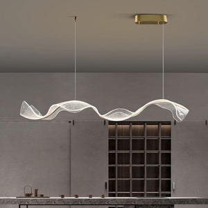 Yela Luminaires Suspensions Vague Moderne Métal/Acrylique Blanc/Doré Salon - Neutralighting