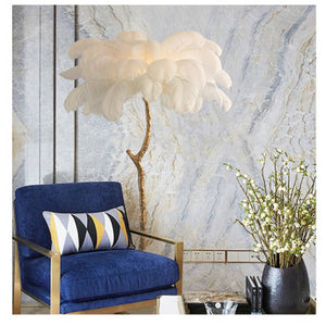 Lampadaire Fleur Luxe Plume/Métal Coloré Salon - Neutralighting
