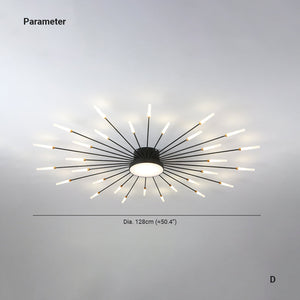 Wesley Plafonnier Feu d'Artifice Linéaire Moderne Noir/Doré - Neutralighting