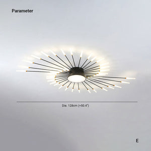 Wesley Plafonnier Feu d'Artifice Linéaire Moderne Noir/Doré - Neutralighting