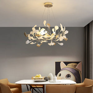 Jarn Suspension Feuille/Multi Moderne Métal/Céramique Doré/Blanc Salon - Neutralighting