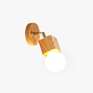 Winna Applique Murale LED Carrée Globe Réglable Naturelle Métal/Bois - Neutralighting