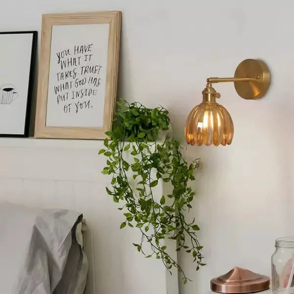 Applique Murale Rétro Fleur Bourgeon Tulipe En Verre