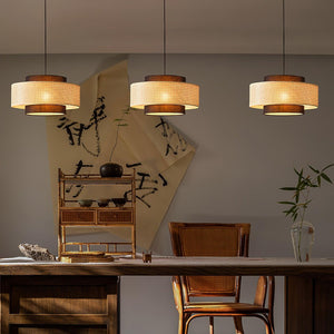 Zerither Lampe Pendante Rattan Tissu - Neutralighting