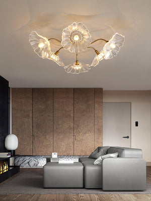 Solara Plafonnier en Verre Feuille avec Laiton Élégant - Neutralighting