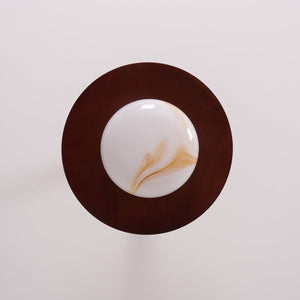 Yeste Plafonnier couleur noyer et imitation albâtre blanche - Neutralighting