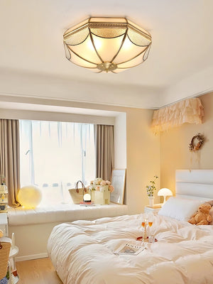 Ellaeara Entrepôt Dôme Forme Laiton Verre Plafonnier - Neutralighting