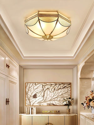 Ellaeara Entrepôt Dôme Forme Laiton Verre Plafonnier - Neutralighting