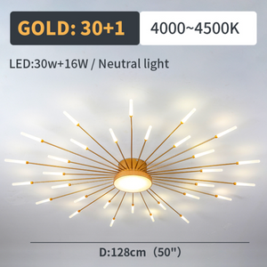 Wesley Plafonnier Feu d'Artifice Linéaire Moderne Noir/Doré - Neutralighting