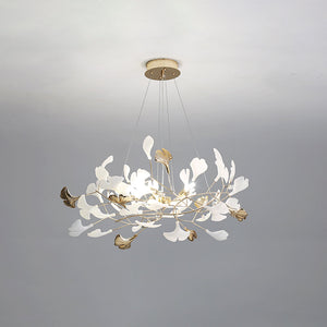 Jarn Suspension Feuille/Multi Moderne Métal/Céramique Doré/Blanc Salon - Neutralighting