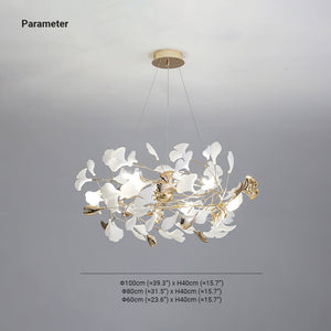 Jarn Suspension Feuille/Multi Moderne Métal/Céramique Doré/Blanc Salon - Neutralighting