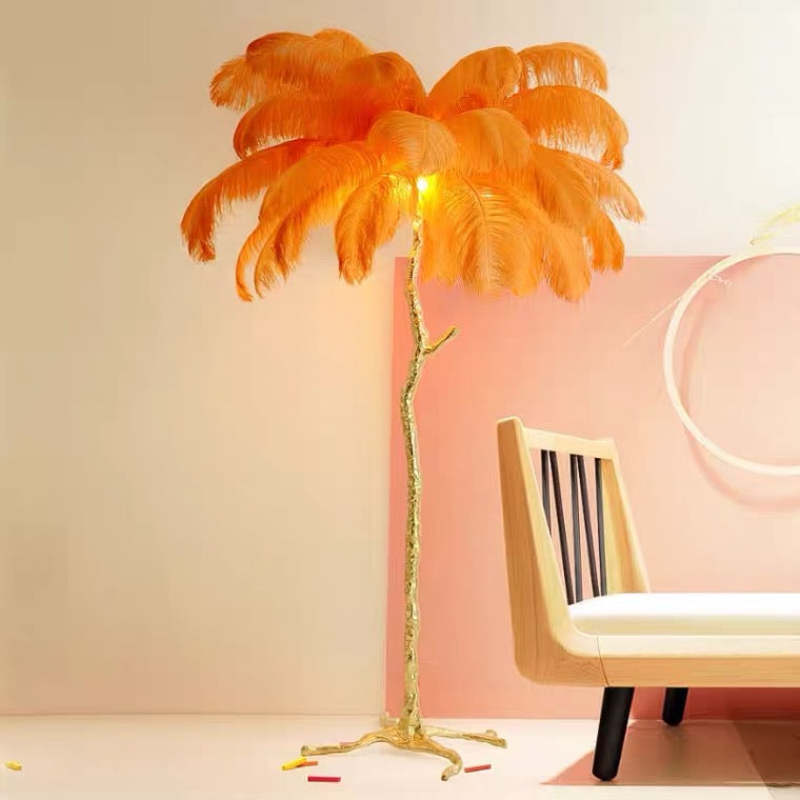 Lampadaire Fleur Luxe Plume/Métal Coloré Salon - Neutralighting