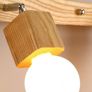Winna Applique Murale LED Carrée Globe Réglable Naturelle Métal/Bois - Neutralighting