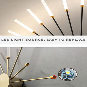 Wesley Plafonnier Feu d'Artifice Linéaire Moderne Noir/Doré - Neutralighting