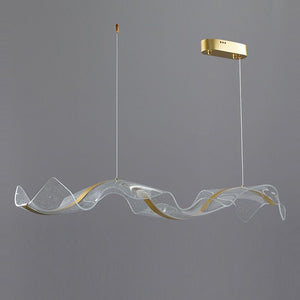 Yela Luminaires Suspensions Vague Moderne Métal/Acrylique Blanc/Doré Salon - Neutralighting