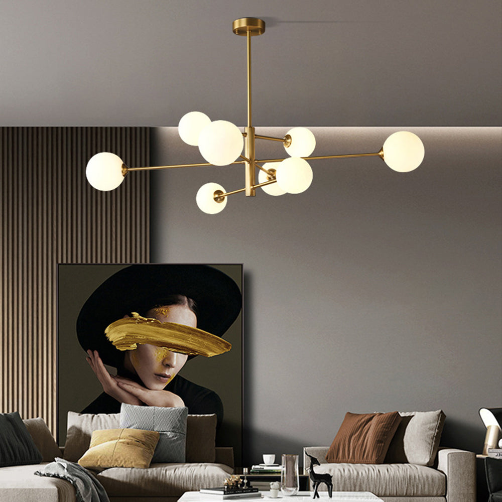 Truva Lustre Bulle Moderne. Cuivre/Verre. Noir/Cuivre. Salon - Neutralighting