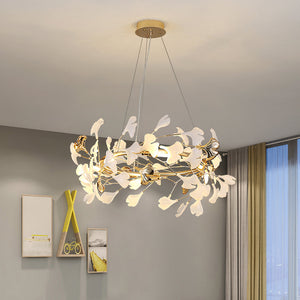 Jarn Suspension Feuille/Multi Moderne Métal/Céramique Doré/Blanc Salon - Neutralighting