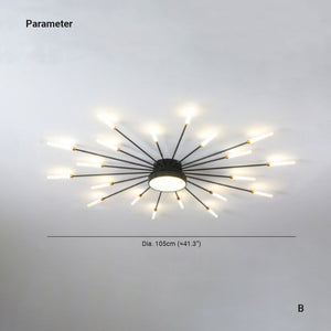 Wesley Plafonnier Feu d'Artifice Linéaire Moderne Noir/Doré - Neutralighting