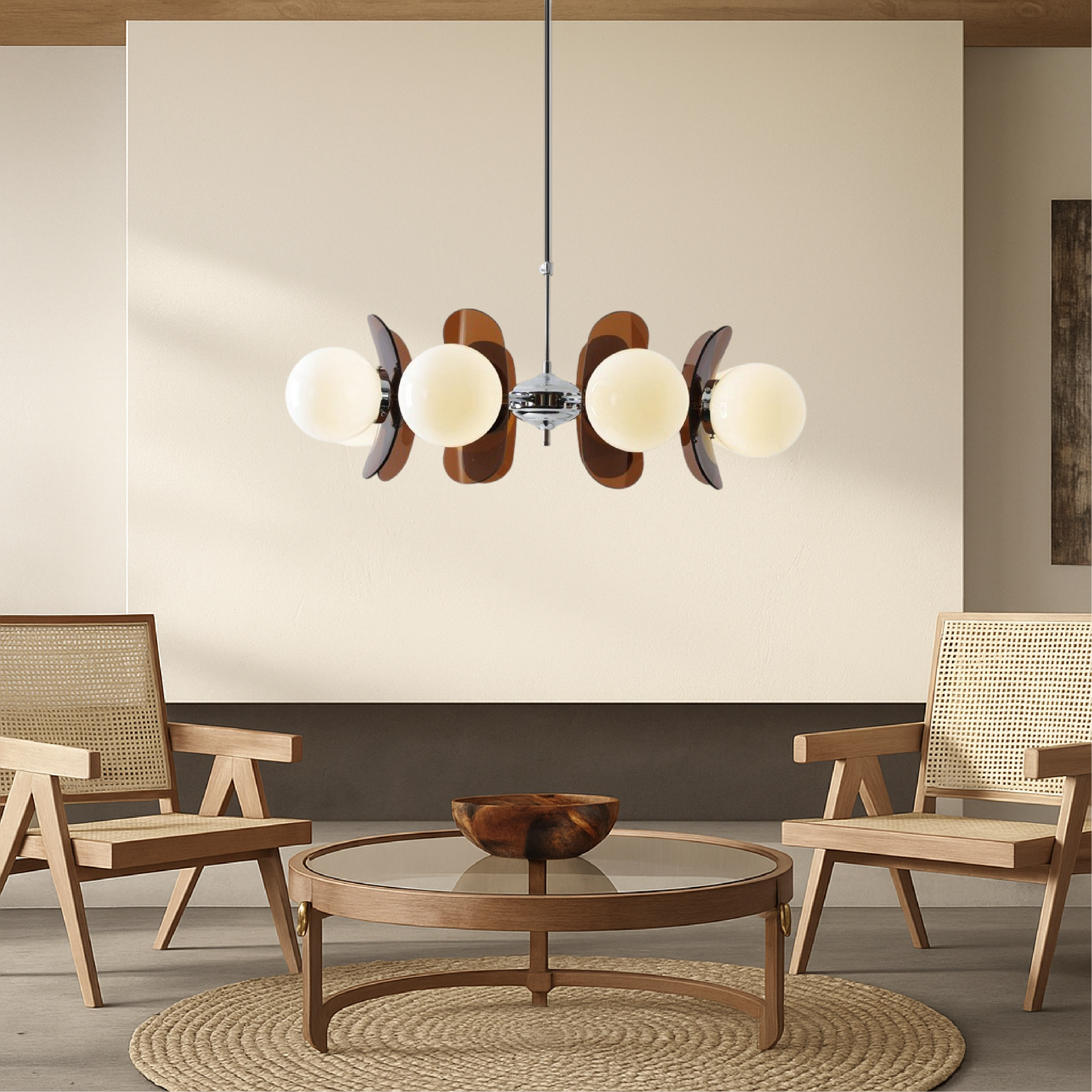 Lustre Géométrique Globes Verre Opale Pour Ambiance Chaleureuse