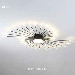 Wesley Plafonnier Feu d'Artifice Linéaire Moderne Noir/Doré - Neutralighting