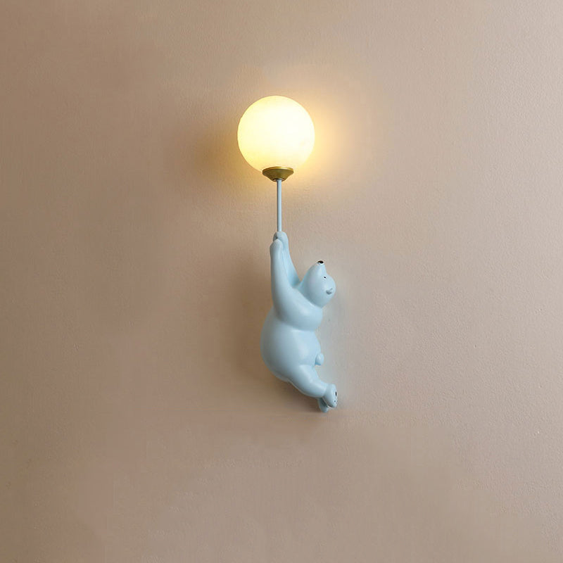 Bear Balloon Applique Murale Ours Ballon Moderne Animale. Blanc/Bleu/Rose. Salon - Neutralighting