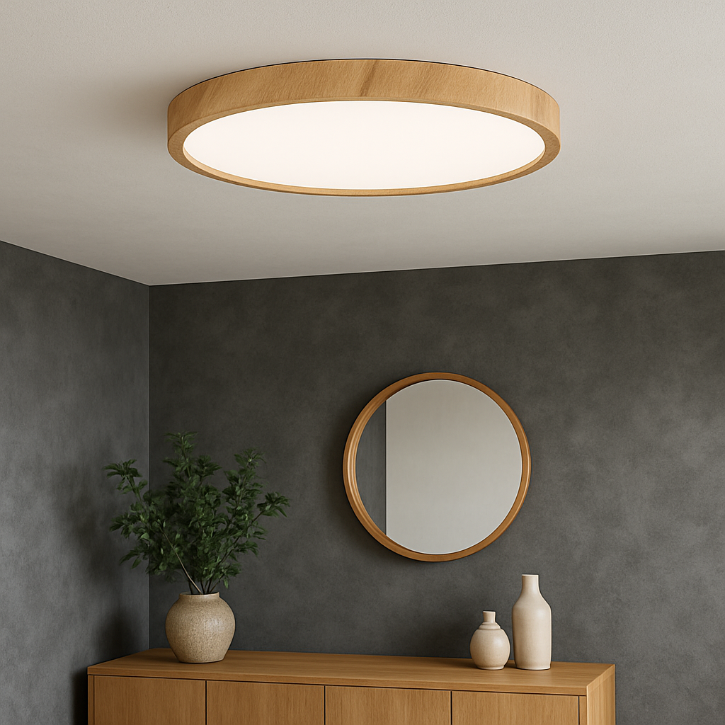 Plafonnier Grain de Bois Moderne Éclairage LED Doux