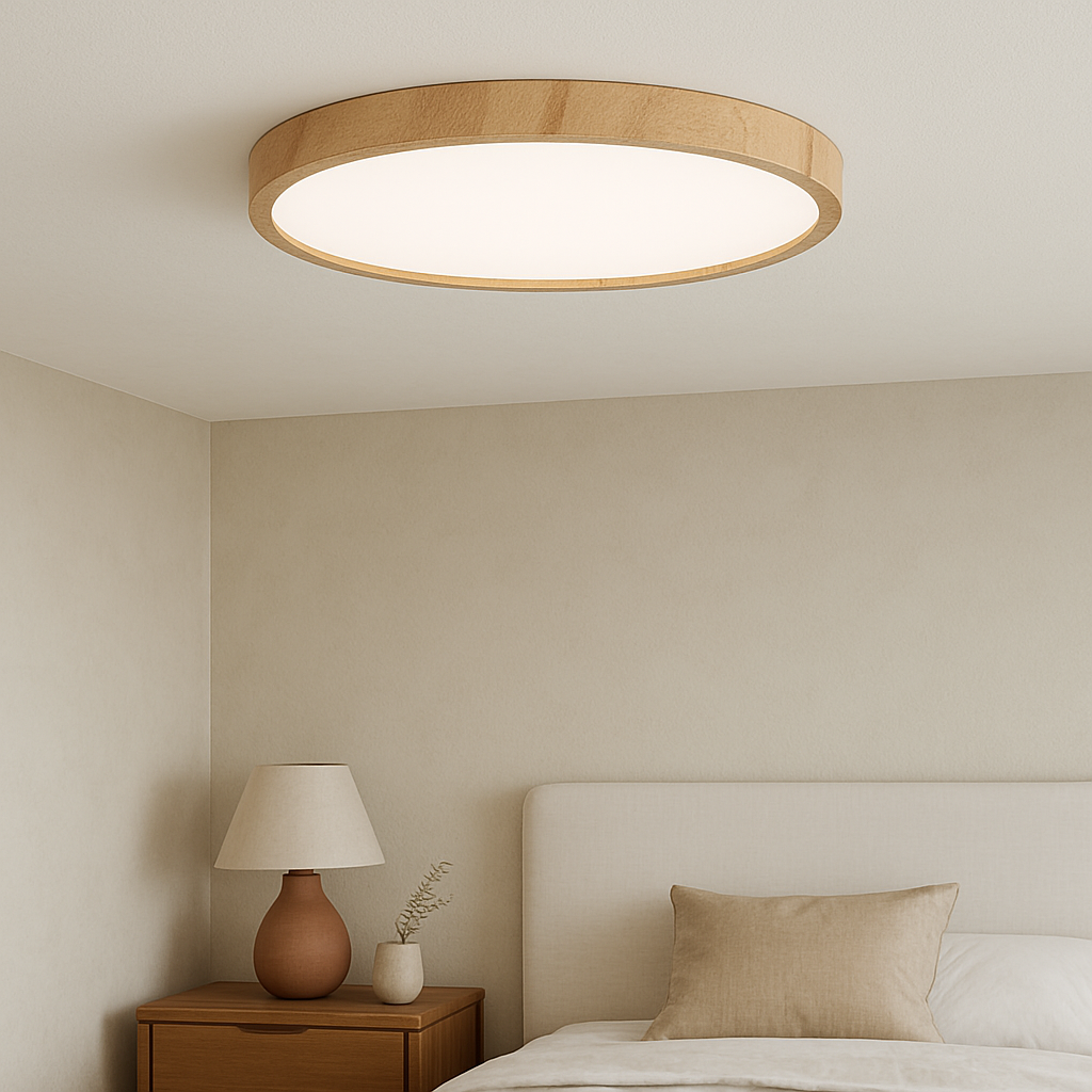Plafonnier Grain de Bois Moderne Éclairage LED Doux