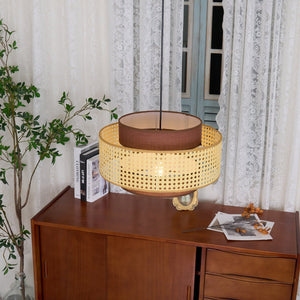 Zerither Lampe Pendante Rattan Tissu - Neutralighting