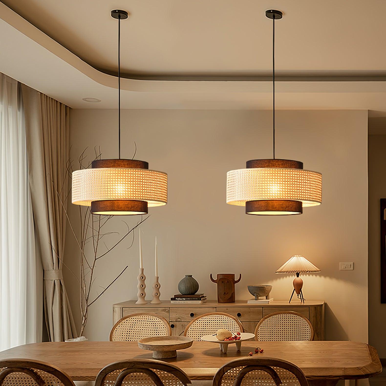 Zerither Lampe Pendante Rattan Tissu - Neutralighting