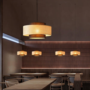 Zerither Lampe Pendante Rattan Tissu - Neutralighting