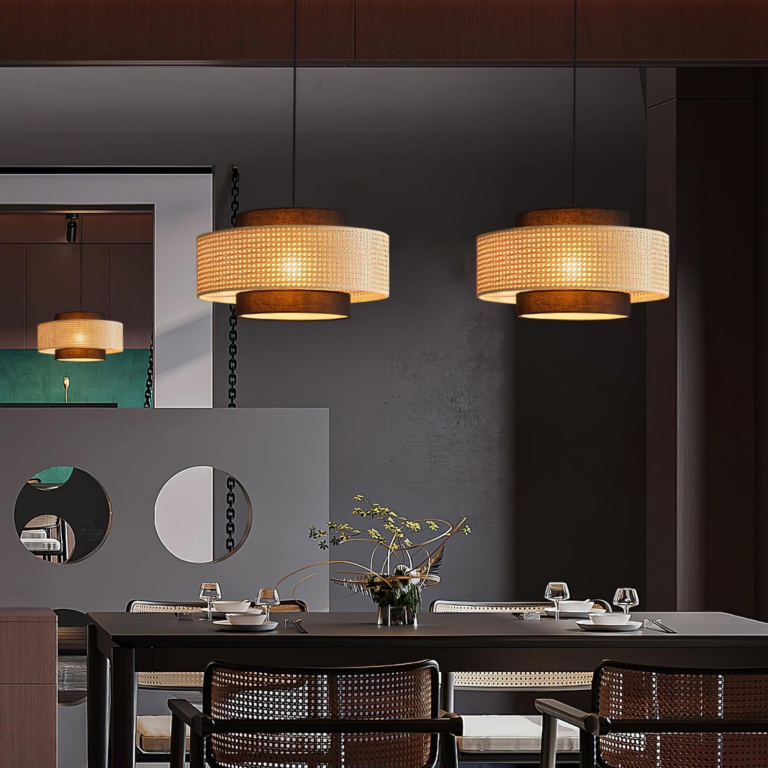 Zerither Lampe Pendante Rattan Tissu - Neutralighting