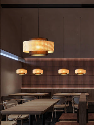 Zerither Lampe Pendante Rattan Tissu - Neutralighting