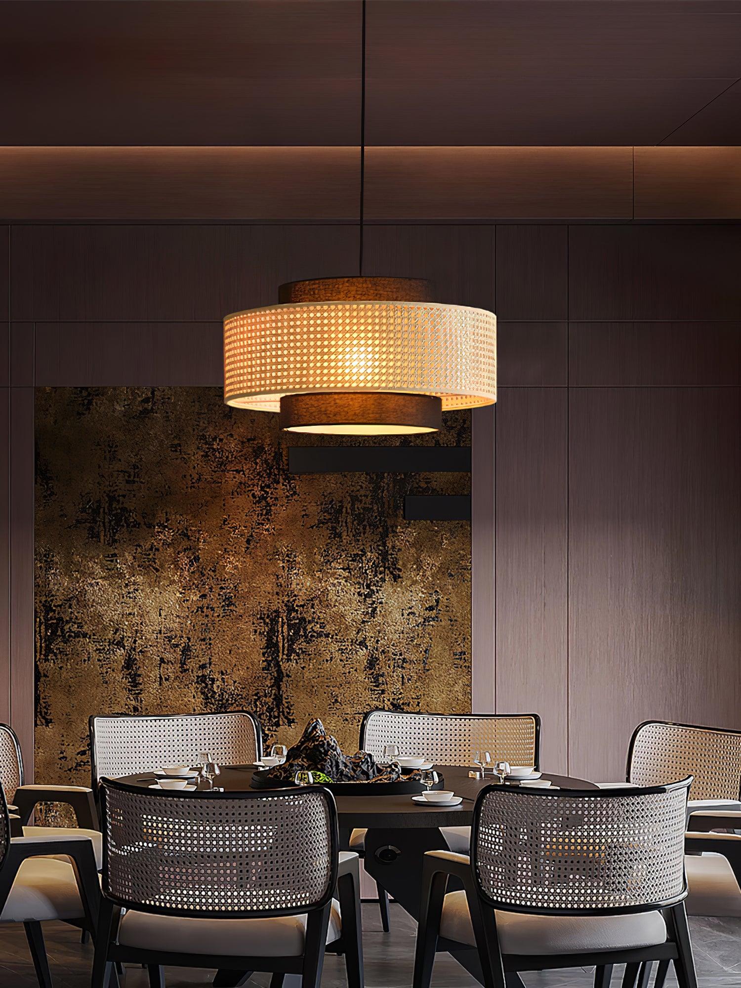 Zerither Lampe Pendante Rattan Tissu - Neutralighting