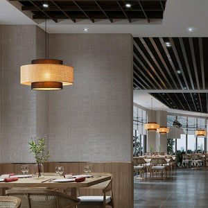 Zerither Lampe Pendante Rattan Tissu - Neutralighting