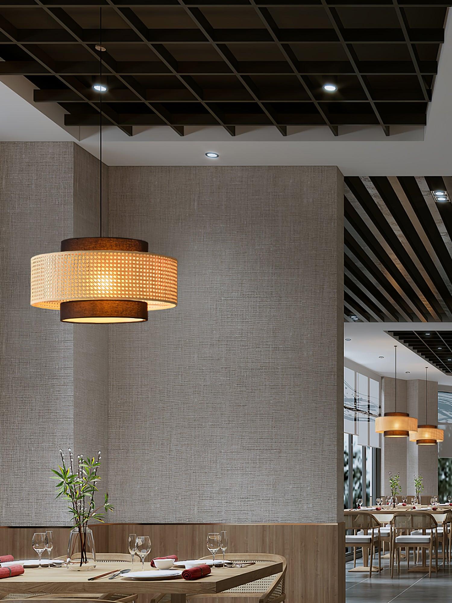 Zerither Lampe Pendante Rattan Tissu - Neutralighting