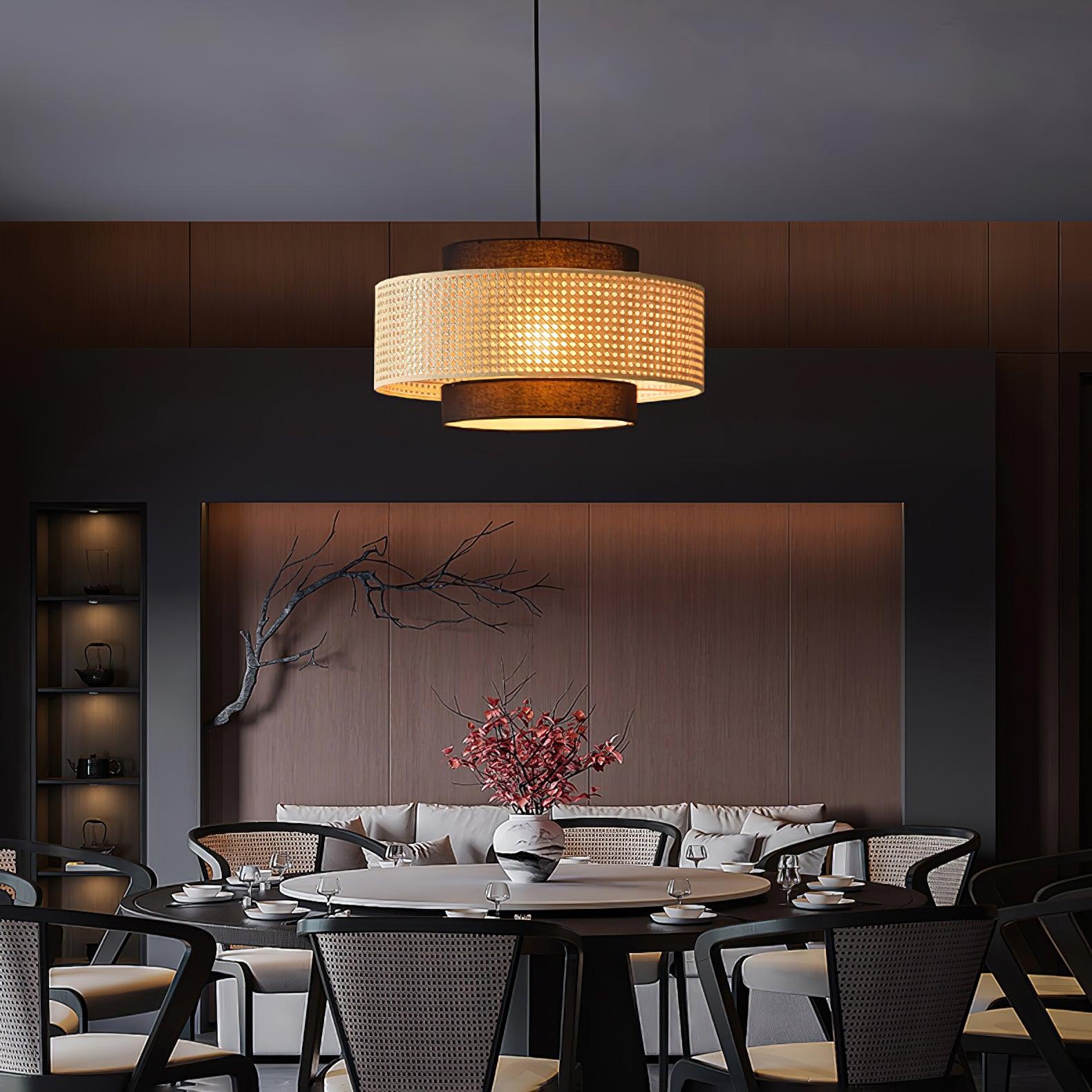Zerither Lampe Pendante Rattan Tissu - Neutralighting