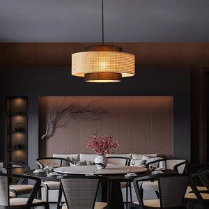 Zerither Lampe Pendante Rattan Tissu - Neutralighting