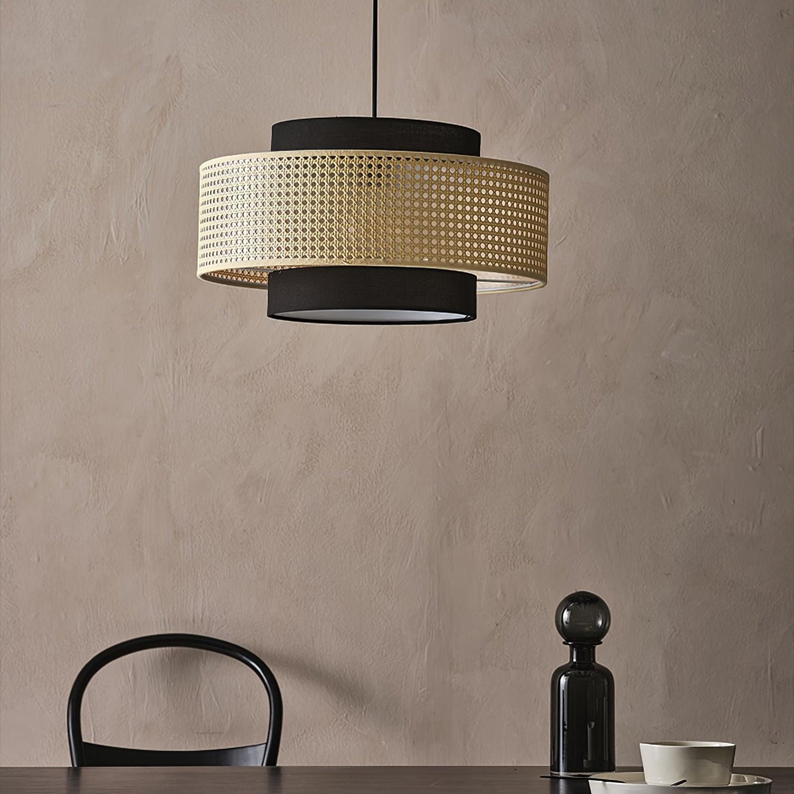 Zerither Lampe Pendante Rattan Tissu - Neutralighting
