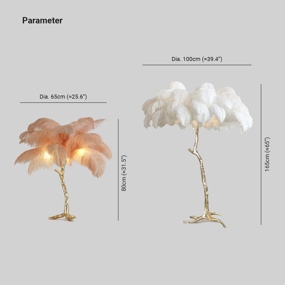 Lampadaire Fleur Luxe Plume/Métal Coloré Salon - Neutralighting