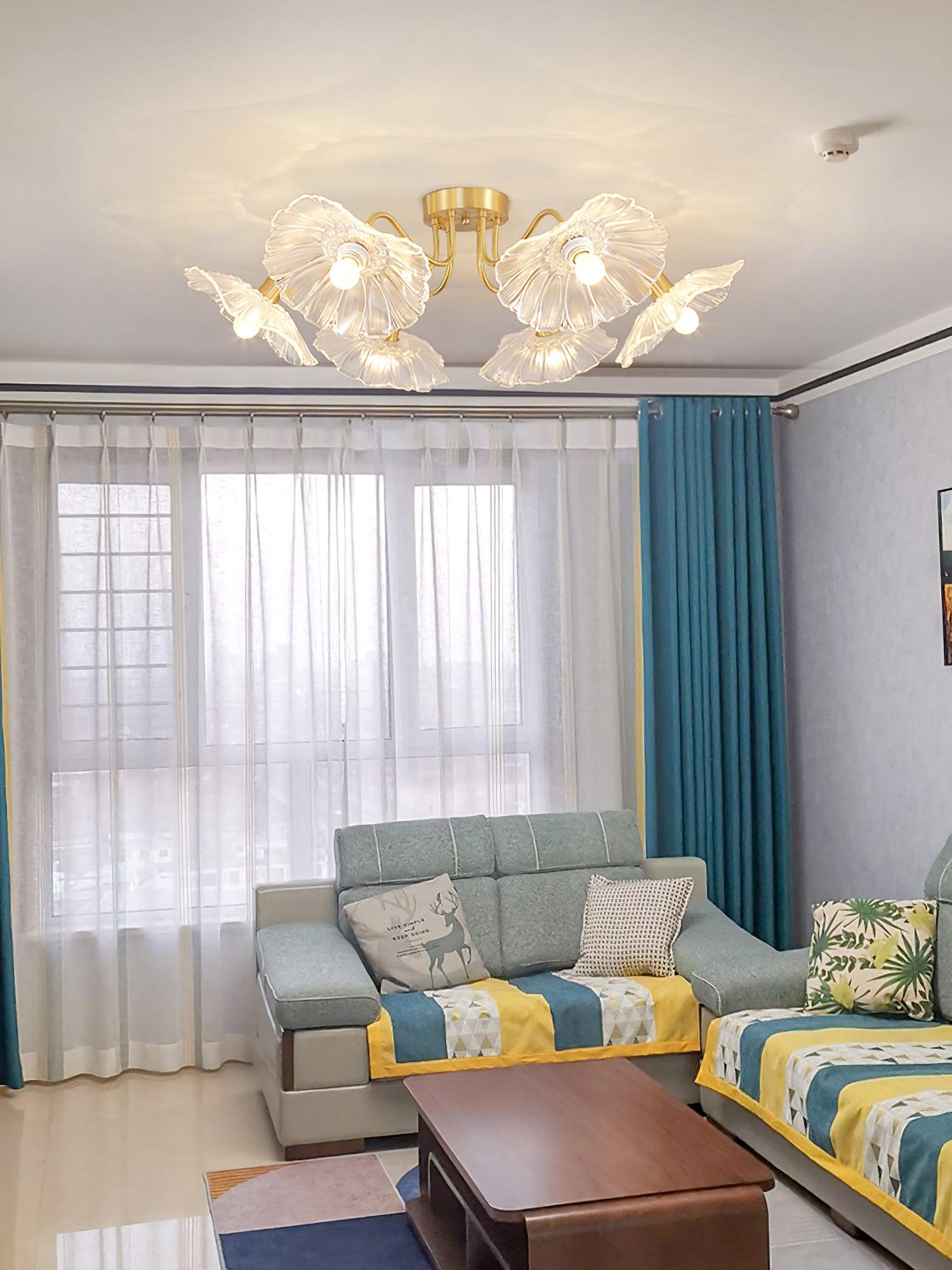 Solara Plafonnier en Verre Feuille avec Laiton Élégant - Neutralighting