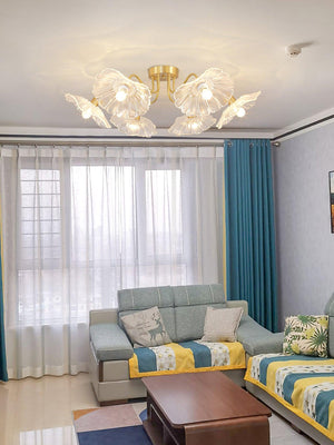 Solara Plafonnier en Verre Feuille avec Laiton Élégant - Neutralighting