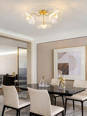 Solara Plafonnier en Verre Feuille avec Laiton Élégant - Neutralighting