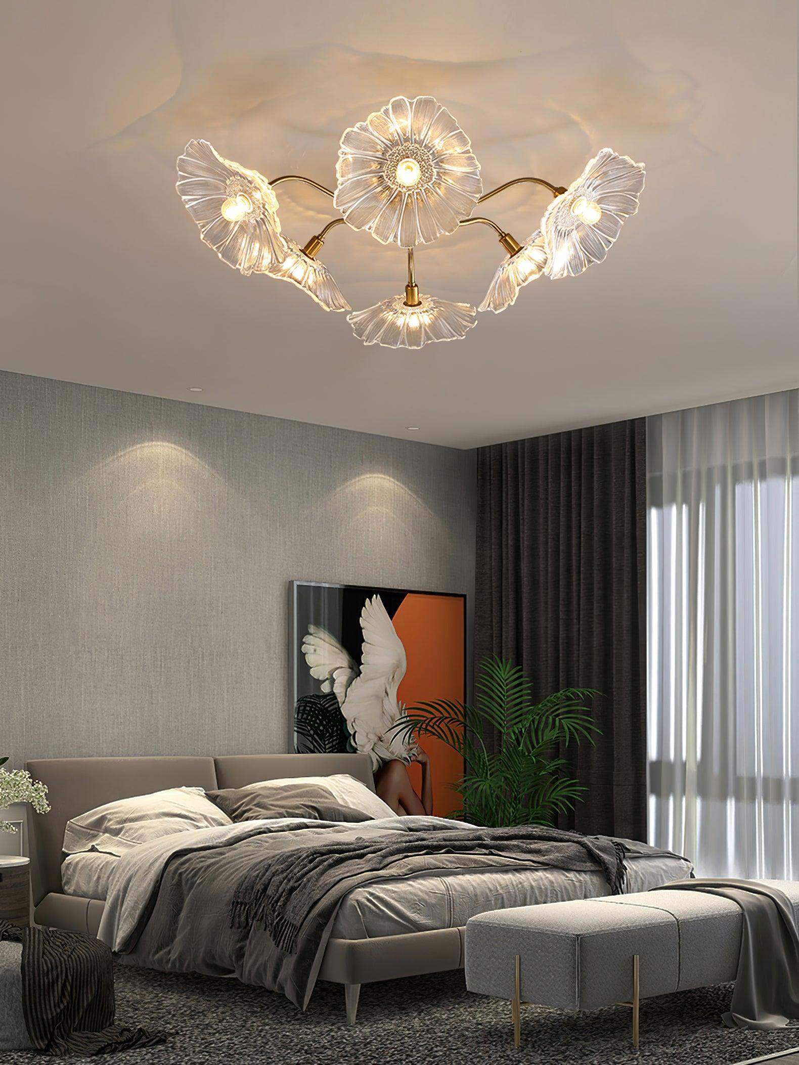 Solara Plafonnier en Verre Feuille avec Laiton Élégant - Neutralighting