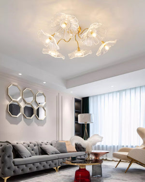 Solara Plafonnier en Verre Feuille avec Laiton Élégant - Neutralighting