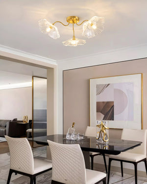 Solara Plafonnier en Verre Feuille avec Laiton Élégant - Neutralighting