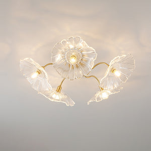 Solara Plafonnier en Verre Feuille avec Laiton Élégant - Neutralighting