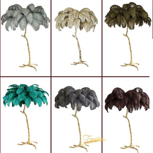 Lampadaire Fleur Luxe Plume/Métal Coloré Salon - Neutralighting