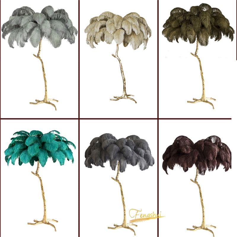 Lampadaire Fleur Luxe Plume/Métal Coloré Salon - Neutralighting
