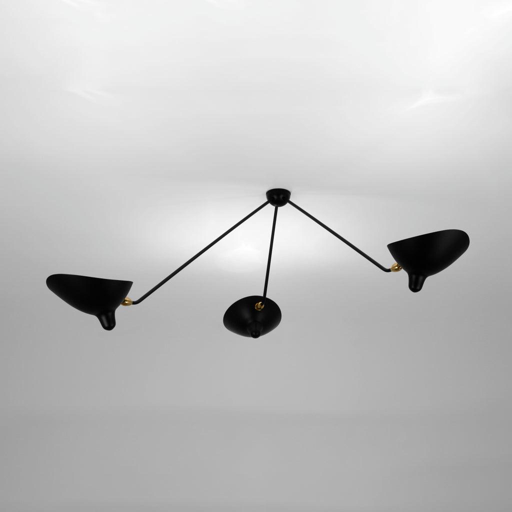 Solara Plafonnier Trois Bras Noir Sculptural - Neutralighting