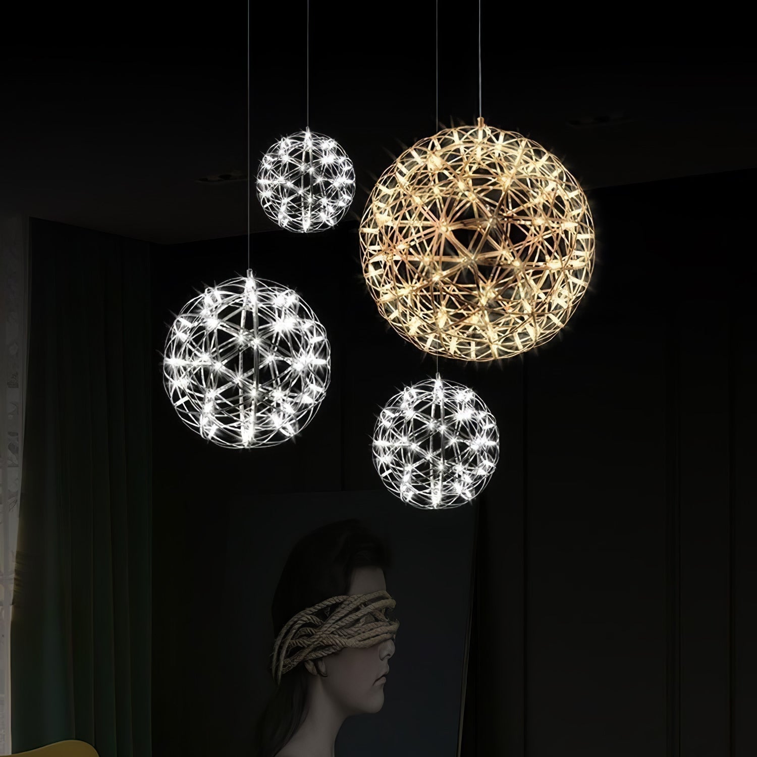 Ivthayra Lampe Pendante Boule Dorée de Luxe Postmoderne - Neutralighting